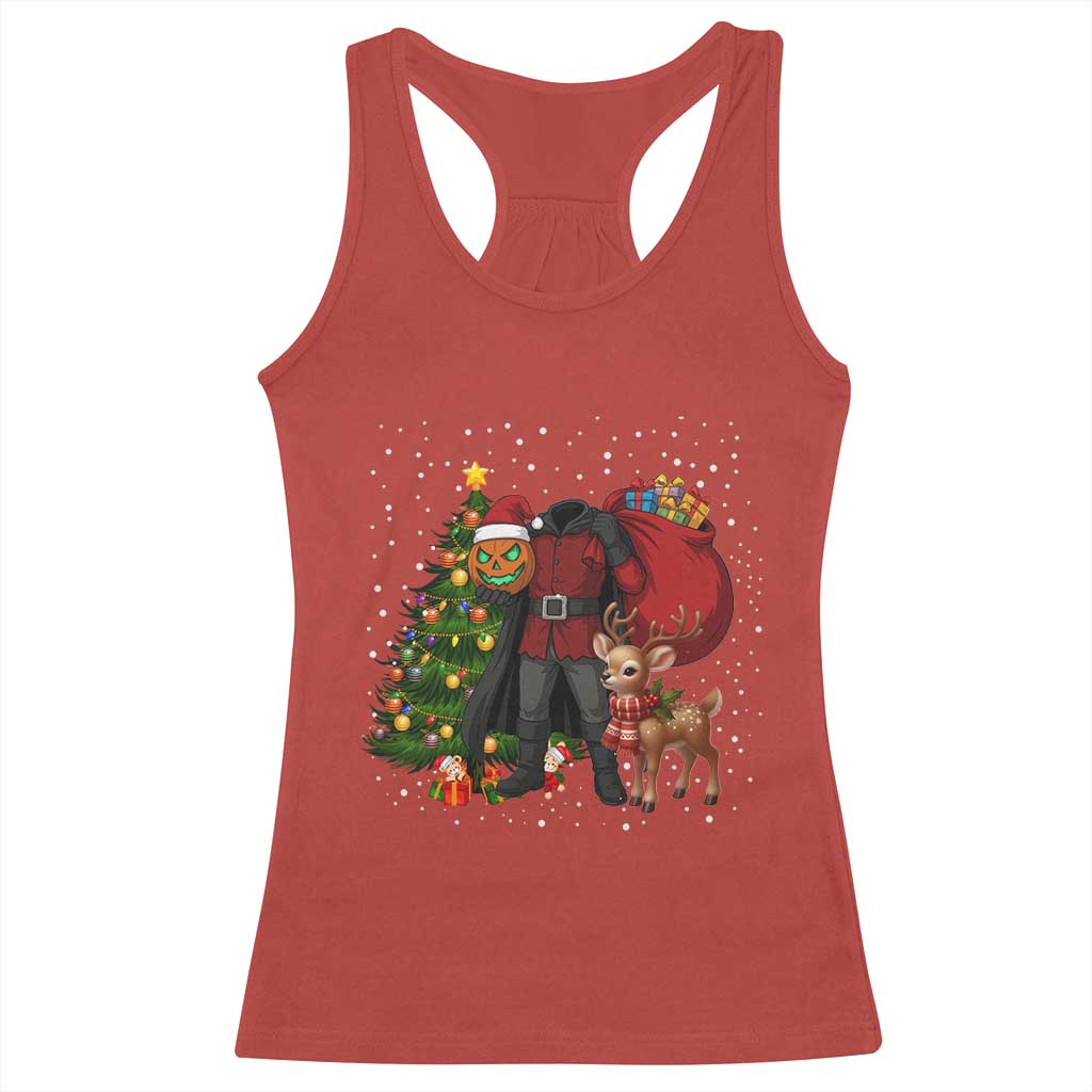 Headless Horseman Santa Racerback Tank Top Funny Christmas Mashup Gift TS12 Red Print Your Wear