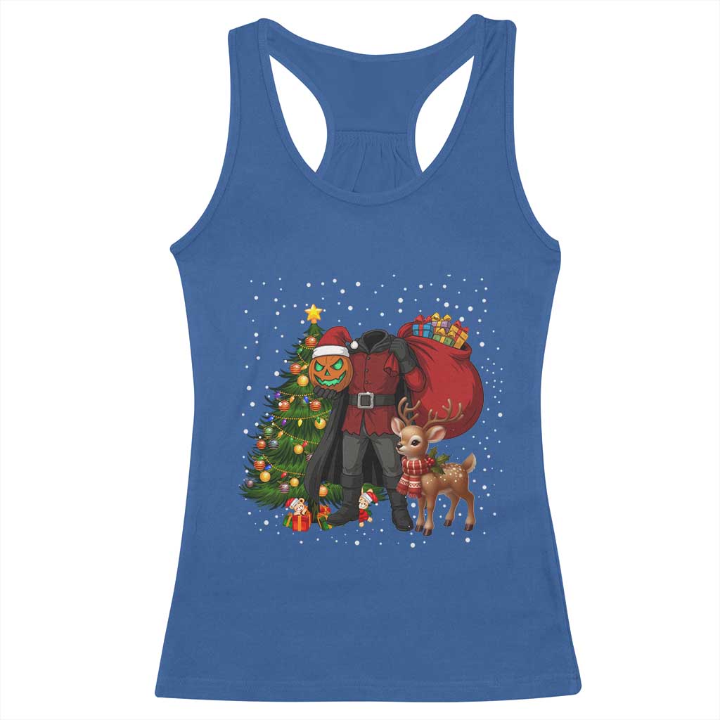 Headless Horseman Santa Racerback Tank Top Funny Christmas Mashup Gift TS12 Royal Blue Print Your Wear
