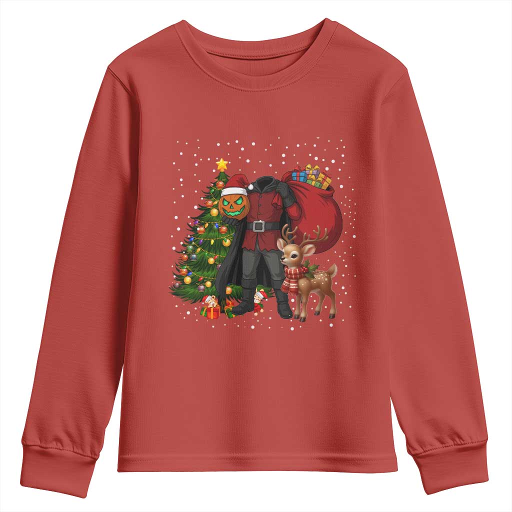Headless Horseman Santa Youth Sweatshirt Funny Christmas Mashup Gift TS12 Red Print Your Wear