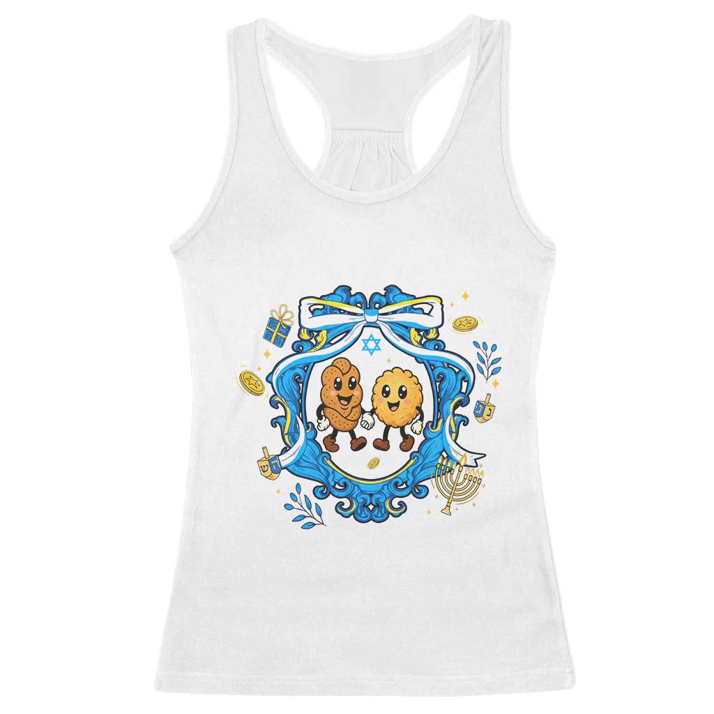 Funny Hanukkah Racerback Tank Top Challah And Latke Cute Food Lover Gift TS12 White Print Your Wear
