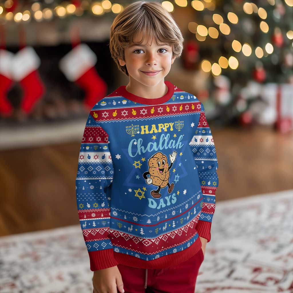Funny Food Lover Gift Hanukkah Ugly Sweater Happy Challah Days TS12 Blue Red Print Your Wear