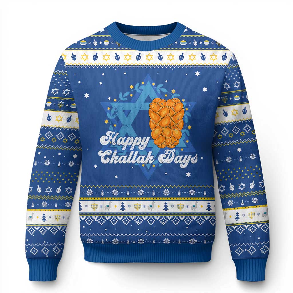 Chanukkah Challah Hanukkah Ugly Sweater Happy Challah Days Star Of David Gift TS12 Blue White Print Your Wear