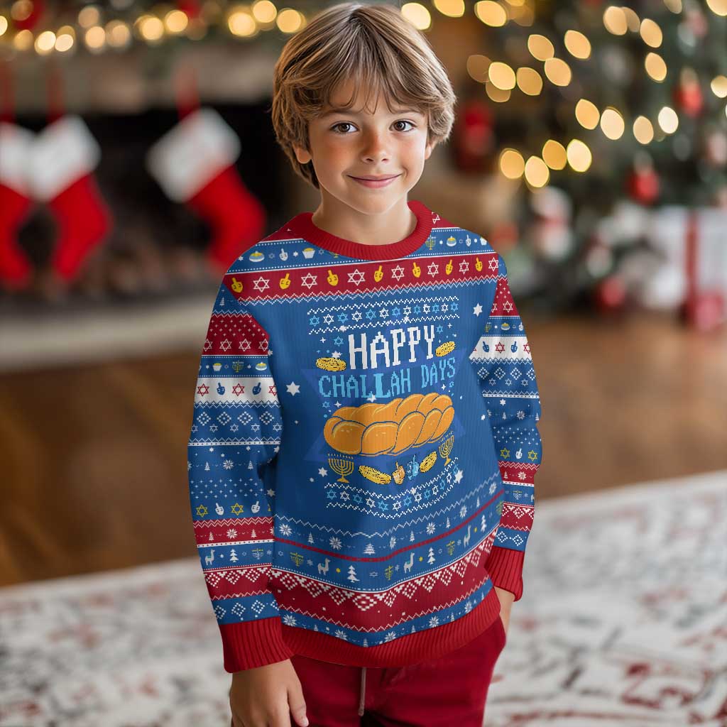 Happy Challah Days Hanukkah Ugly Sweater Gift For Food Lover Gift TS12 Blue Red Print Your Wear