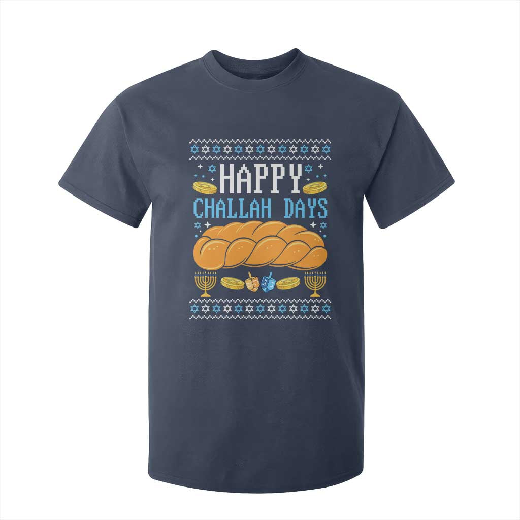Happy Challah Days T Shirt For Kid Ugly Hanukkah Food Lover Gift TS12 Navy Print Your Wear