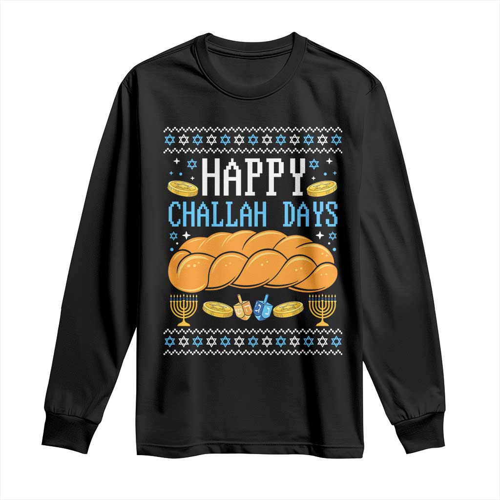 Happy Challah Days Long Sleeve Shirt Ugly Hanukkah Food Lover Gift TS12 Black Print Your Wear