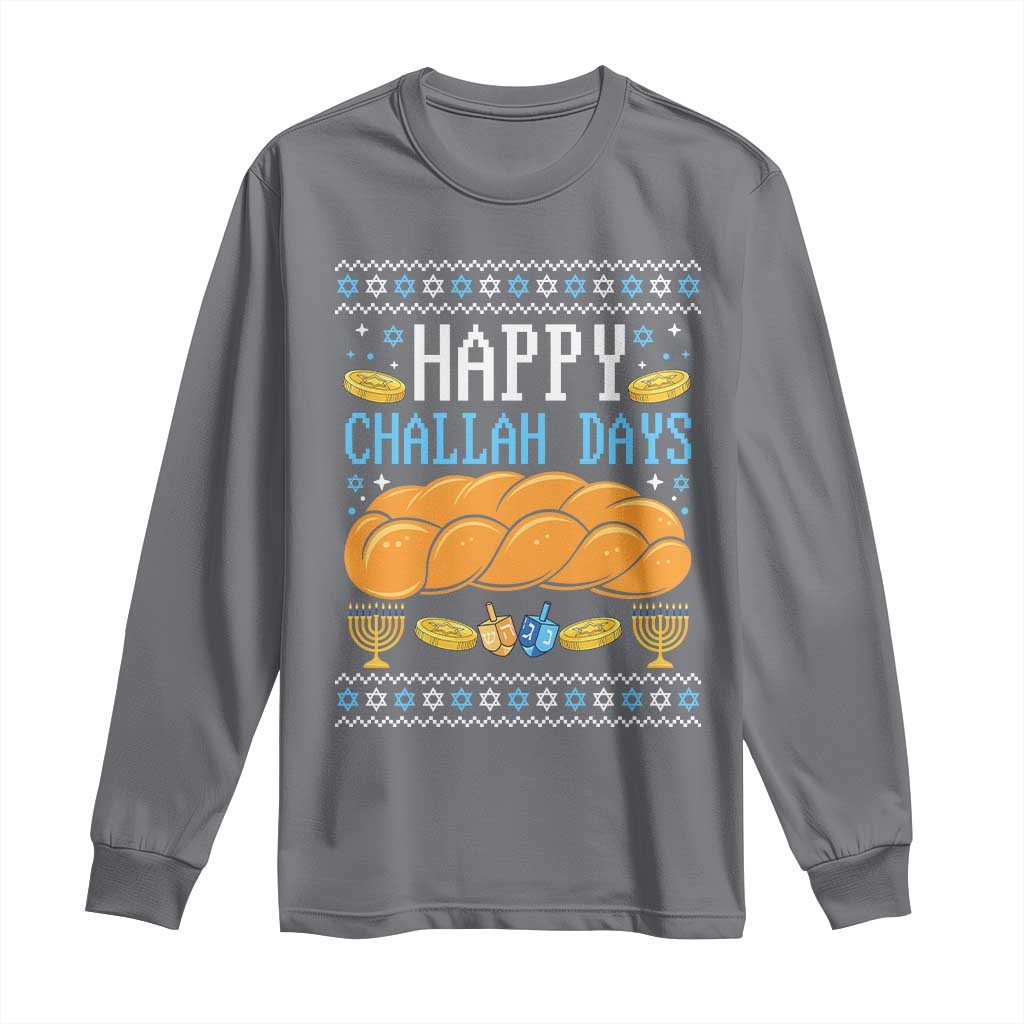 Happy Challah Days Long Sleeve Shirt Ugly Hanukkah Food Lover Gift TS12 Charcoal Print Your Wear
