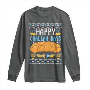 Happy Challah Days Long Sleeve Shirt Ugly Hanukkah Food Lover Gift TS12 Dark Heather Print Your Wear