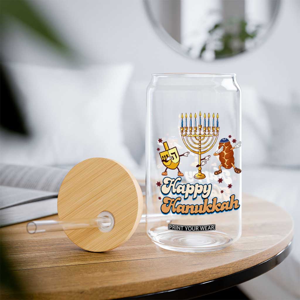 Funny Hanukkah Glass Can Dab Dreidel Menorah Challah Gift TS12 Print Your Wear