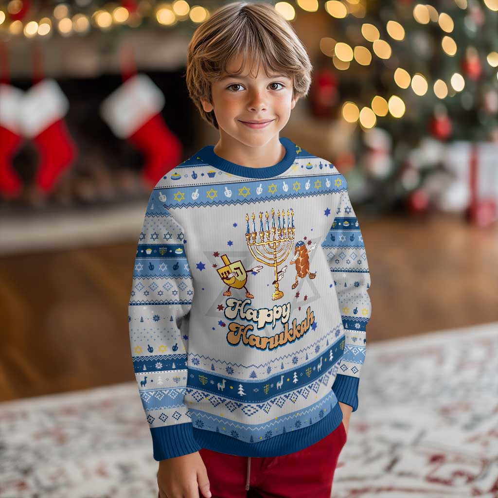 Funny Chanukkah Hanukkah Ugly Sweater Dab Dreidel Menorah Challah Gift TS12 Gray Blue Print Your Wear