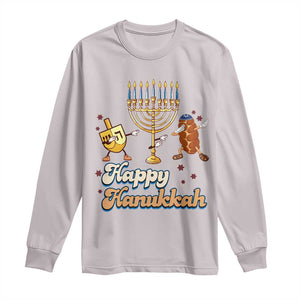 Funny Hanukkah Long Sleeve Shirt Dab Dreidel Menorah Challah Gift TS12 Ice Gray Print Your Wear