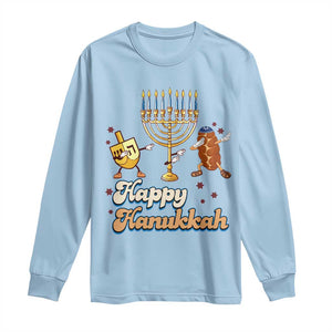 Funny Hanukkah Long Sleeve Shirt Dab Dreidel Menorah Challah Gift TS12 Light Blue Print Your Wear