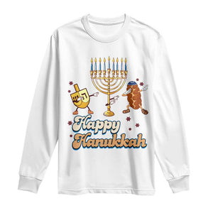 Funny Hanukkah Long Sleeve Shirt Dab Dreidel Menorah Challah Gift TS12 White Print Your Wear