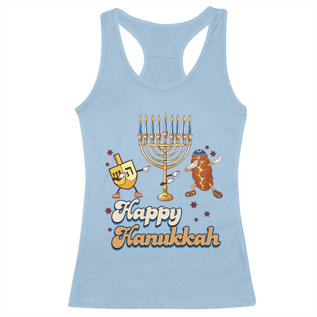 Funny Hanukkah Racerback Tank Top Dab Dreidel Menorah Challah Gift TS12 Light Blue Print Your Wear
