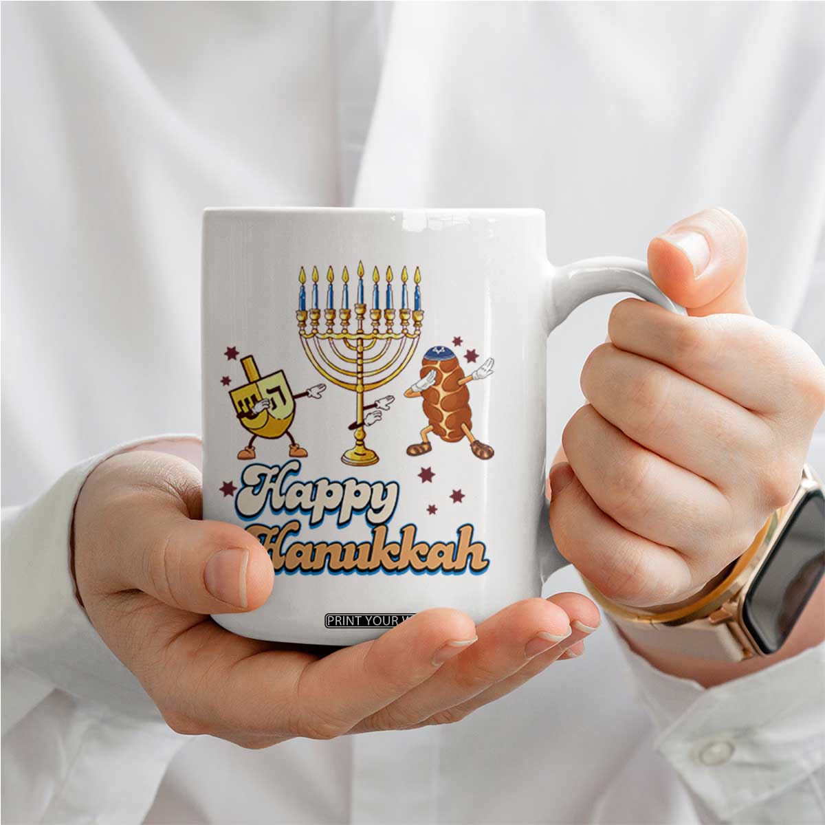 Funny Hanukkah Coffee Mug Dab Dreidel Menorah Challah Gift TS12 Print Your Wear
