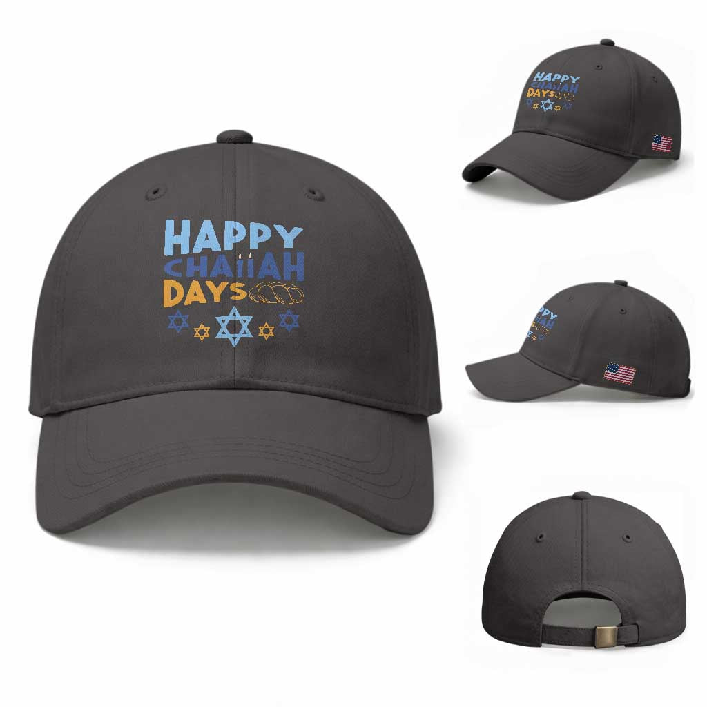 Happy Challah Days Baseball Cap Hanukkah Holiday Gift TS12 Baseball Cap Universal Fit Dark Gray Print Your Wear