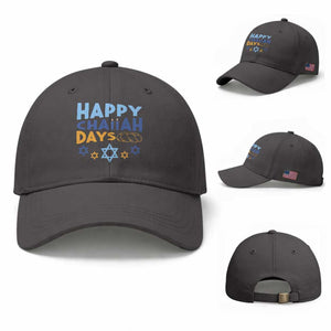 Happy Challah Days Baseball Cap Hanukkah Holiday Gift TS12 Baseball Cap Universal Fit Dark Gray Print Your Wear