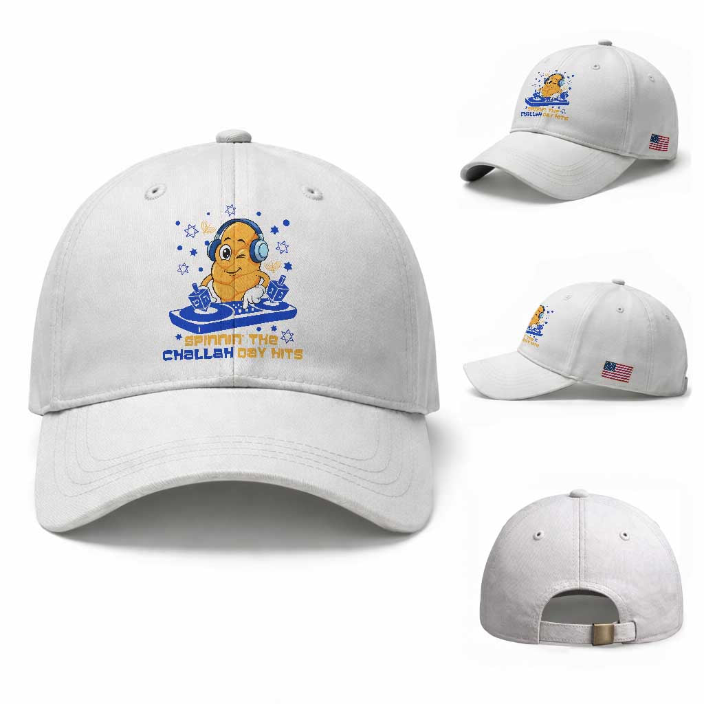 Hanukkah DJ Challah And Dreidel Baseball Cap Funny Jewish Gift TS12 Baseball Cap Universal Fit White Print Your Wear