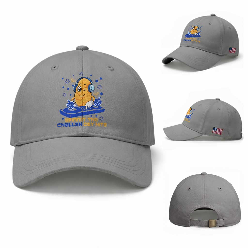 Hanukkah DJ Challah And Dreidel Baseball Cap Funny Jewish Gift TS12 Baseball Cap Universal Fit Sport Gray Print Your Wear