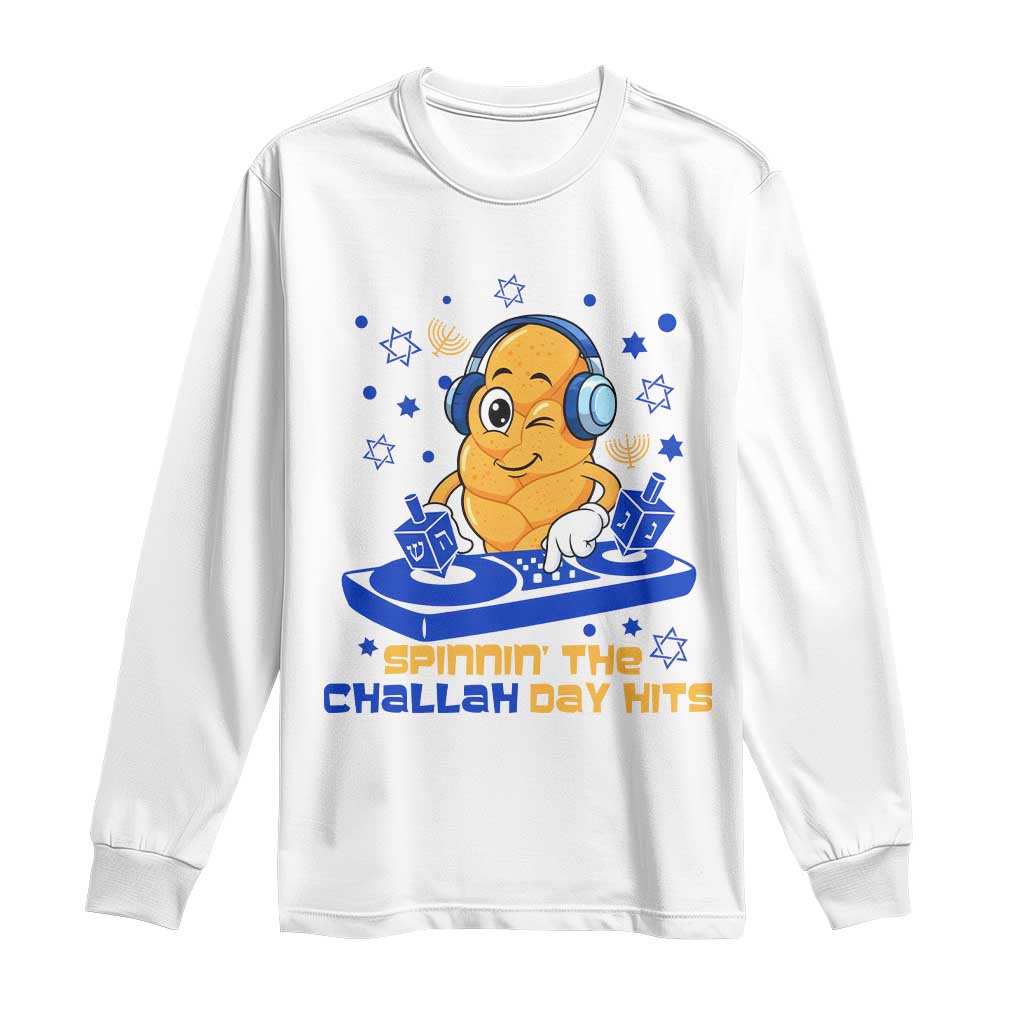 Hanukkah DJ Challah And Dreidel Long Sleeve Shirt Funny Jewish Gift TS12 White Print Your Wear