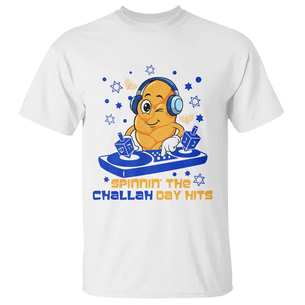 Hanukkah DJ Challah And Dreidel T Shirt Funny Jewish Gift TS12 White Print Your Wear
