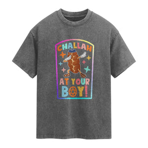 Hanukkah Challah At Ya Boy Washed Cotton T-Shirt Funny Holiday Gift