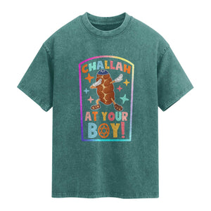Hanukkah Challah At Ya Boy Washed Cotton T-Shirt Funny Holiday Gift