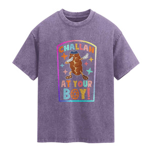 Hanukkah Challah At Ya Boy Washed Cotton T-Shirt Funny Holiday Gift