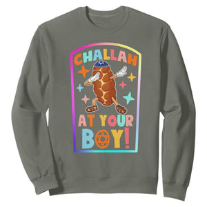 Hanukkah Challah At Ya Boy Sweatshirt Funny Holiday Gift TS12 Military Green Print Your Wear