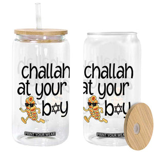 Festival Of Lights Gift Glass Can Hanukkah Challah At Ya Boy TS12 Print Your Wear
