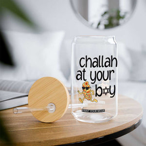 Festival Of Lights Gift Glass Can Hanukkah Challah At Ya Boy TS12 Print Your Wear