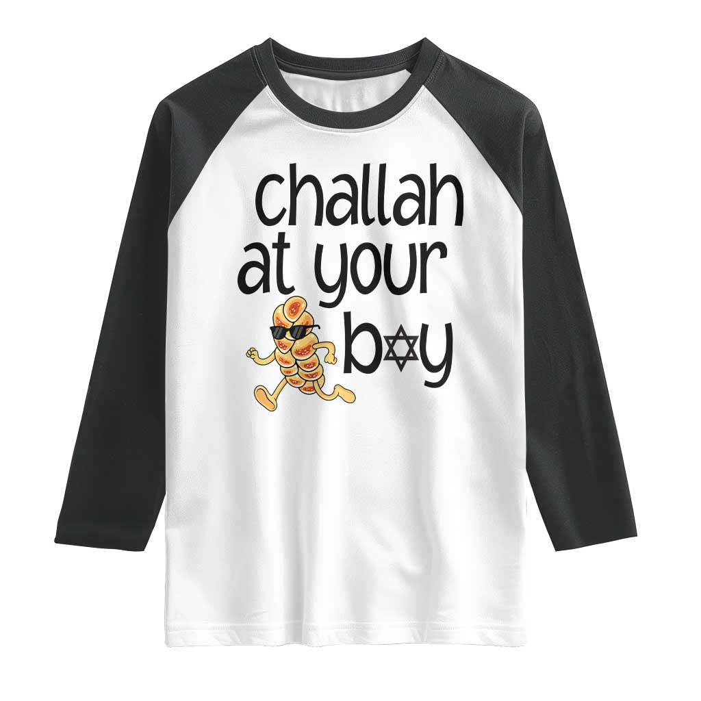 Festival Of Lights Gift Raglan Shirt Hanukkah Challah At Ya Boy TS12 White Black Print Your Wear