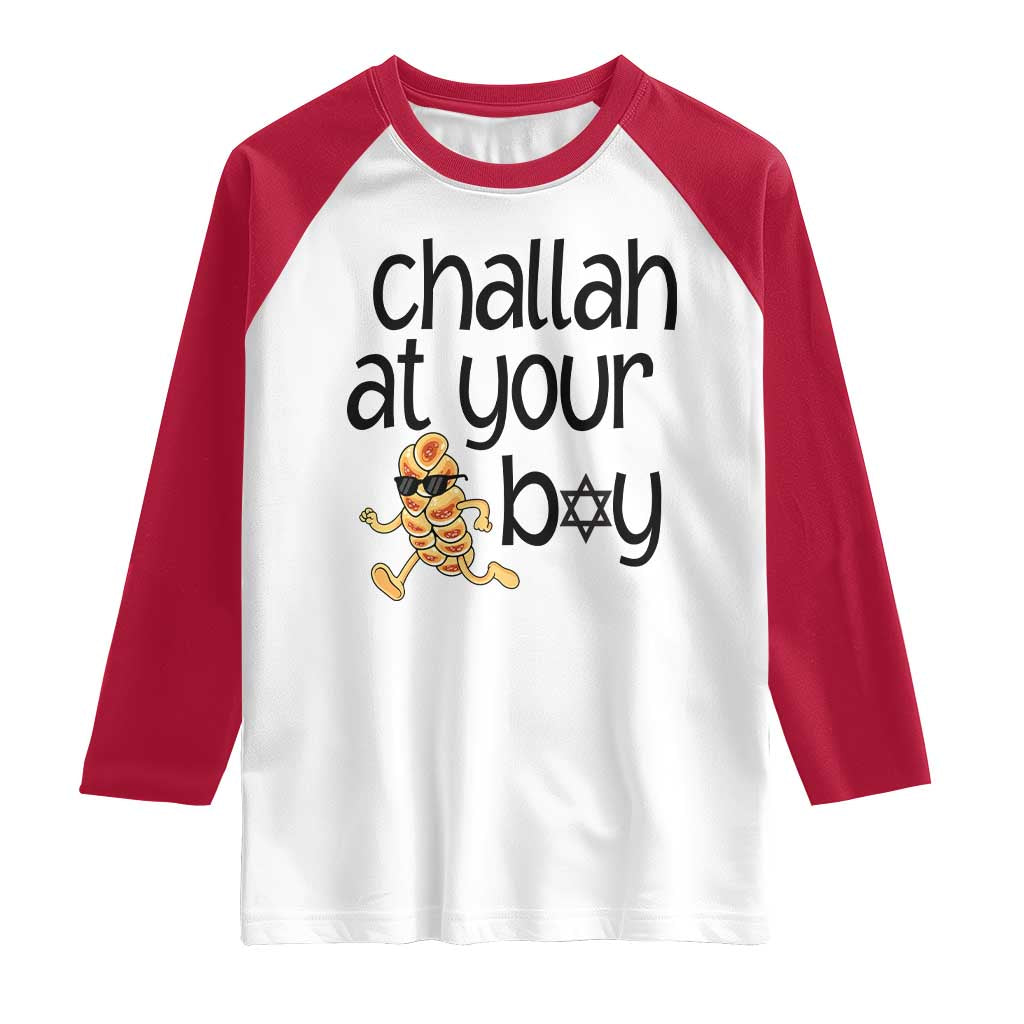 Festival Of Lights Gift Raglan Shirt Hanukkah Challah At Ya Boy TS12 White Red Print Your Wear