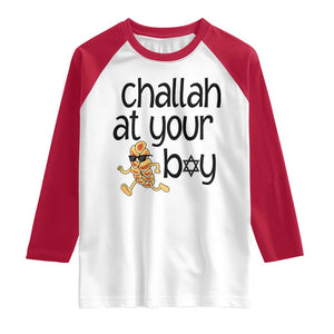 Festival Of Lights Gift Raglan Shirt Hanukkah Challah At Ya Boy TS12 White Red Print Your Wear