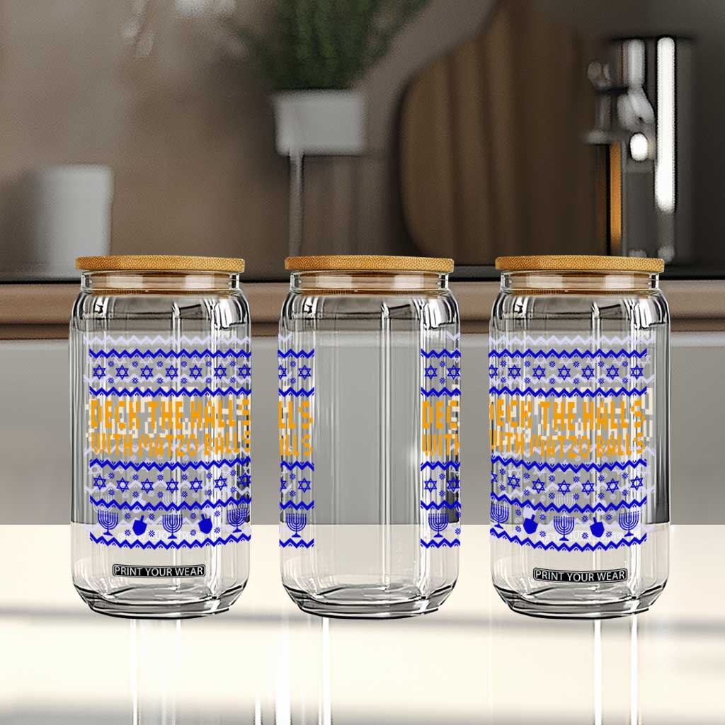 Funny Ugly Hanukkah Glass Can Deck The Halls With Matzo Balls Jewish Gift TS12 Print Your Wear