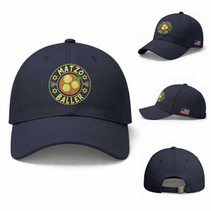 Funny Hanukkah Food Lover Gift Baseball Cap Matzo Baller TS12 Baseball Cap Universal Fit Navy Print Your Wear