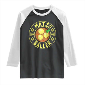 Funny Hanukkah Food Lover Gift Raglan Shirt Matzo Baller TS12 Black White Print Your Wear