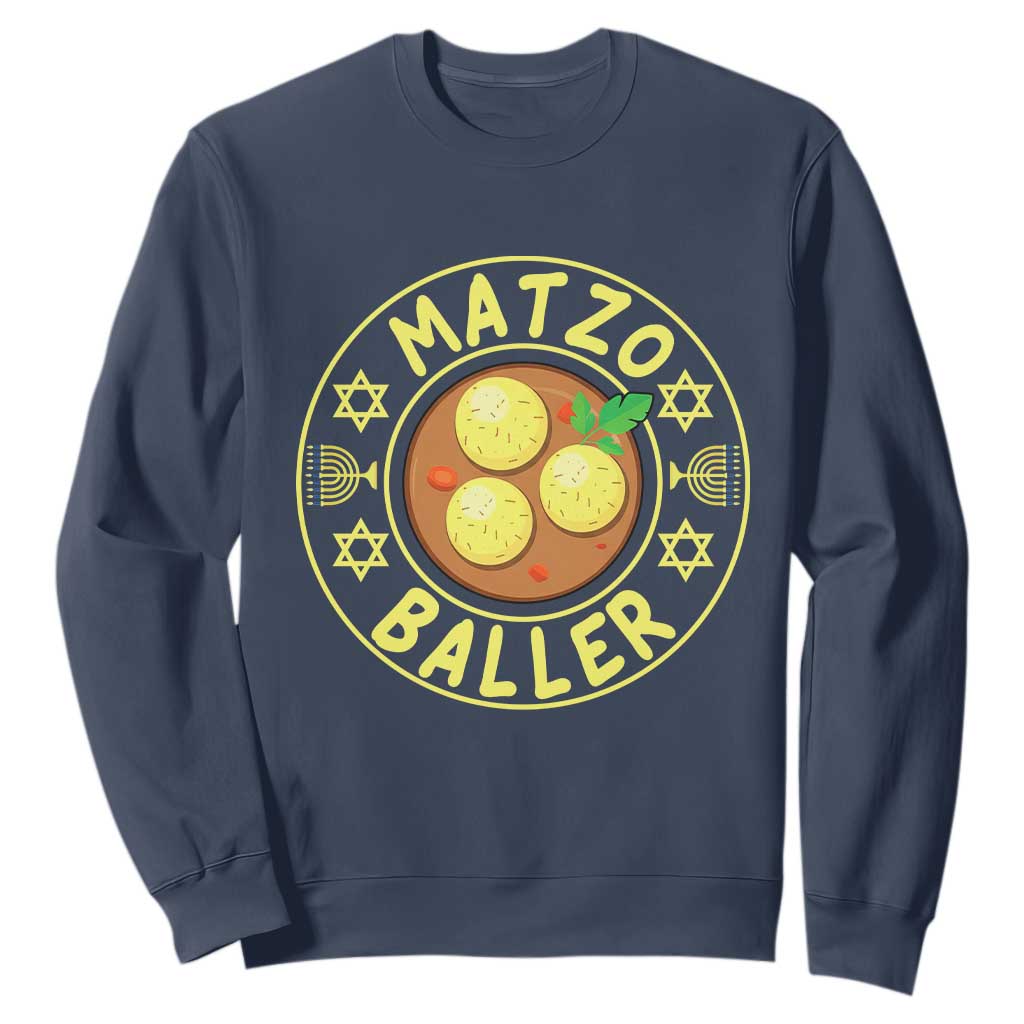 Funny Hanukkah Food Lover Gift Sweatshirt Matzo Baller TS12 Navy Print Your Wear