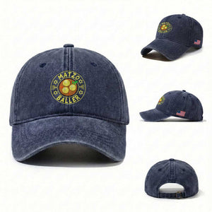 Funny Hanukkah Food Lover Gift Washed Cotton Baseball Cap Matzo Baller TS12 Washed Cap Universal Fit Navy Print Your Wear