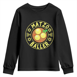 Funny Hanukkah Food Lover Gift Youth Sweatshirt Matzo Baller TS12 Black Print Your Wear