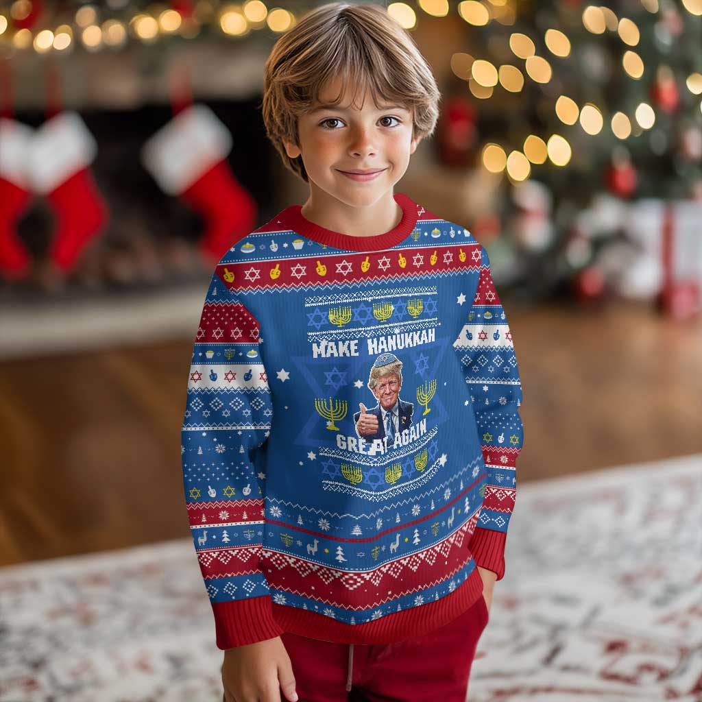 Make Chanukkah Great Again Hanukkah Ugly Sweater Funny Ugly Jewish Holiday Gift TS12 Blue Red Print Your Wear