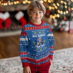 Make Chanukkah Great Again Hanukkah Ugly Sweater Funny Ugly Jewish Holiday Gift TS12 Blue Red Print Your Wear
