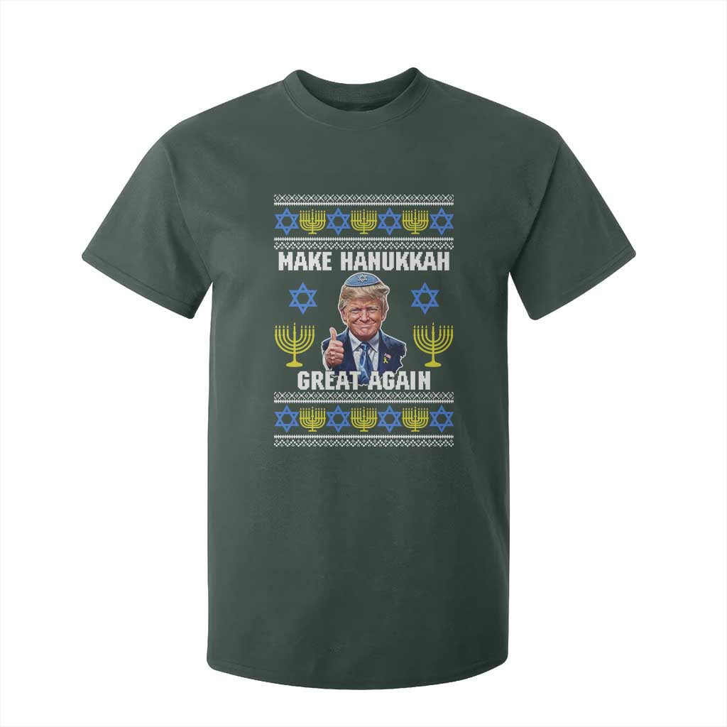 Make Hanukkah Great Again T Shirt For Kid Funny Ugly Jewish Holiday Gift TS12 Dark Forest Green Print Your Wear