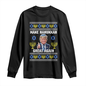 Make Hanukkah Great Again Long Sleeve Shirt Funny Ugly Jewish Holiday Gift TS12 Black Print Your Wear