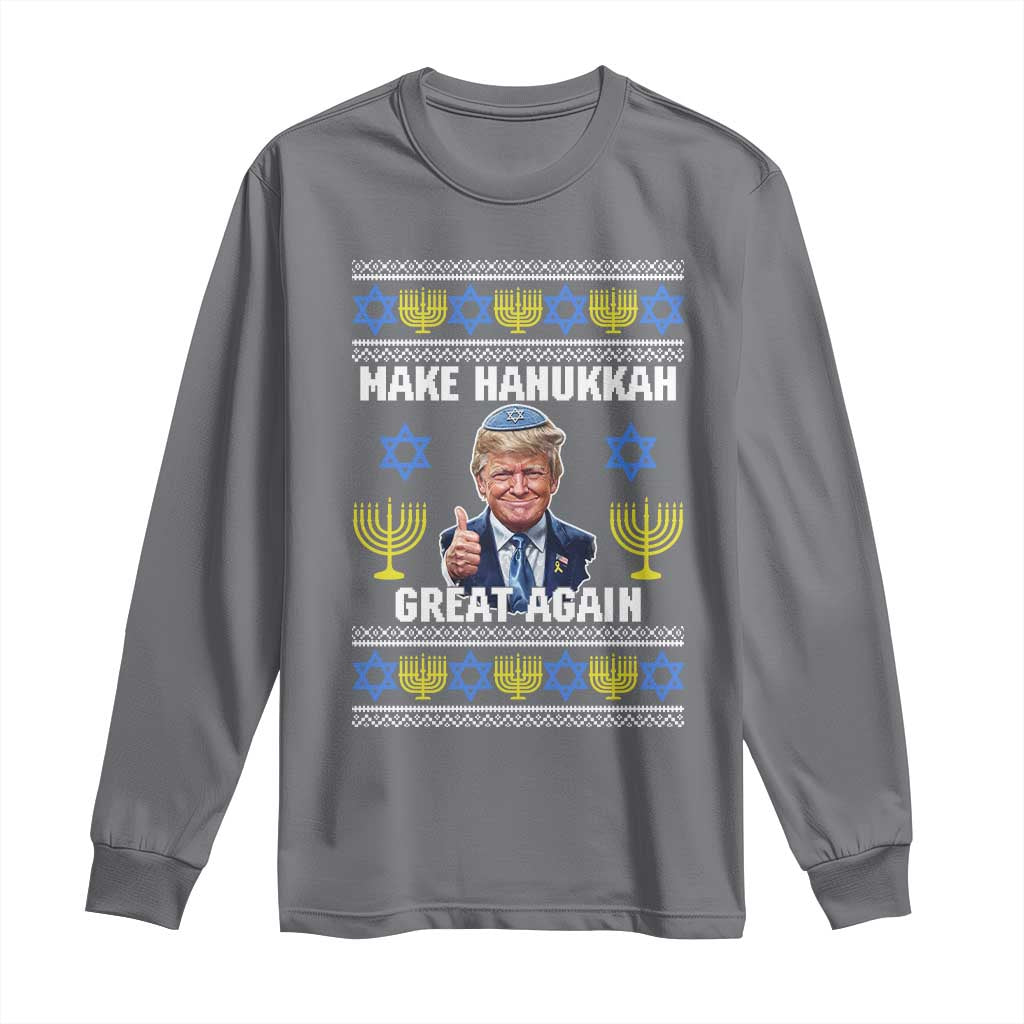 Make Hanukkah Great Again Long Sleeve Shirt Funny Ugly Jewish Holiday Gift TS12 Charcoal Print Your Wear