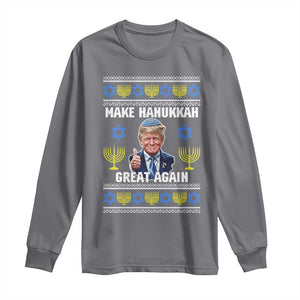 Make Hanukkah Great Again Long Sleeve Shirt Funny Ugly Jewish Holiday Gift TS12 Charcoal Print Your Wear