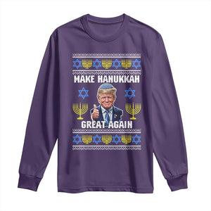 Make Hanukkah Great Again Long Sleeve Shirt Funny Ugly Jewish Holiday Gift TS12 Purple Print Your Wear