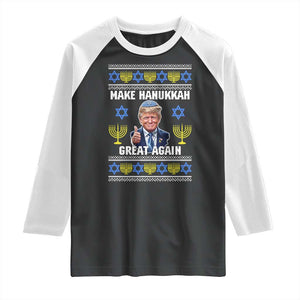 Make Hanukkah Great Again Raglan Shirt Funny Ugly Jewish Holiday Gift TS12 Black White Print Your Wear