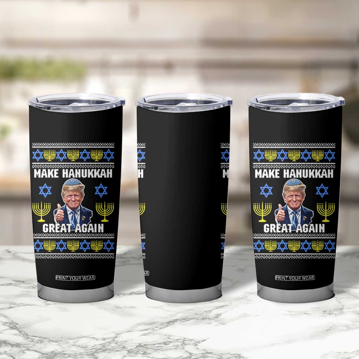 Make Hanukkah Great Again Tumbler Cup Funny Ugly Jewish Holiday Gift TS12 Print Your Wear