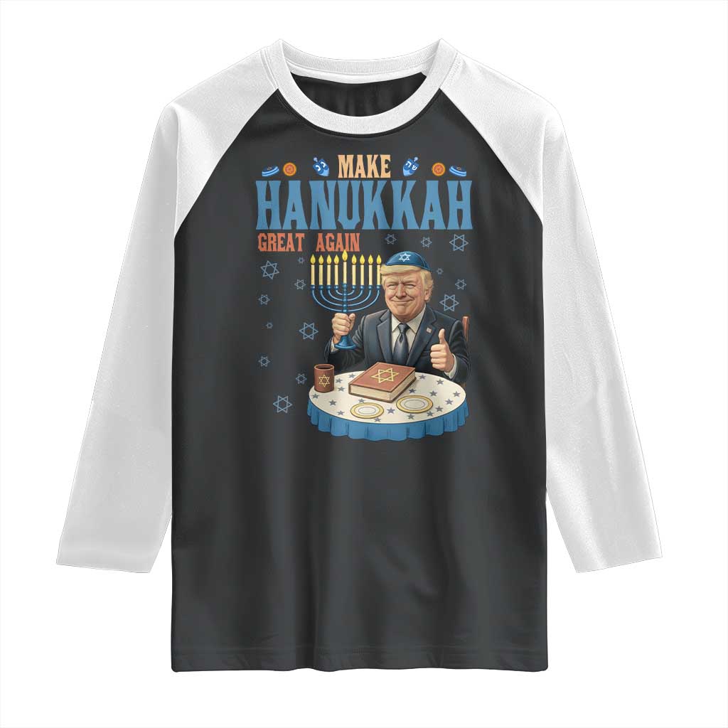 Funny Jewish Holiday Raglan Shirt Make Hanukkah Great Again Ugly Gift TS12 Black White Print Your Wear