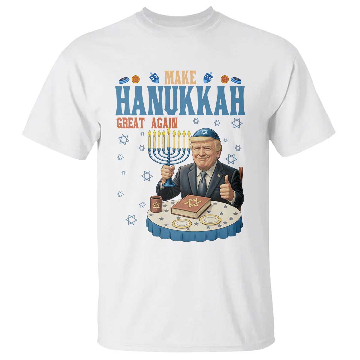 Funny Jewish Holiday T Shirt Make Hanukkah Great Again Ugly Gift TS12 White Print Your Wear